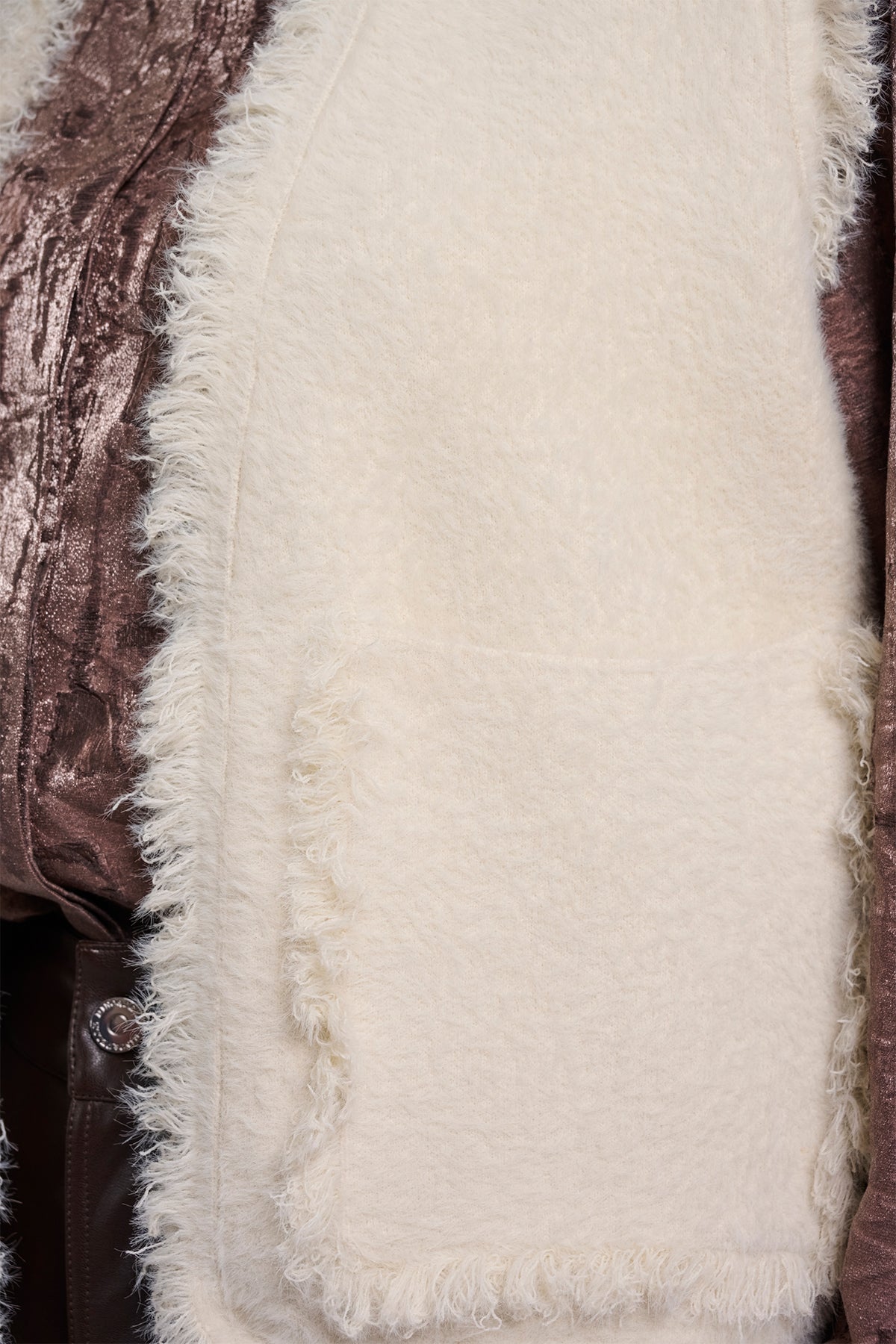 Rino & Pelle Vita Birch Stone Beige Fringe Detail Waistcoat Cardigan, fringe trim detail