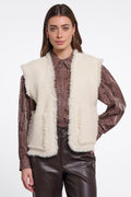 Rino & Pelle Vita Birch Stone Beige Fringe Detail Waistcoat Cardigan, front view