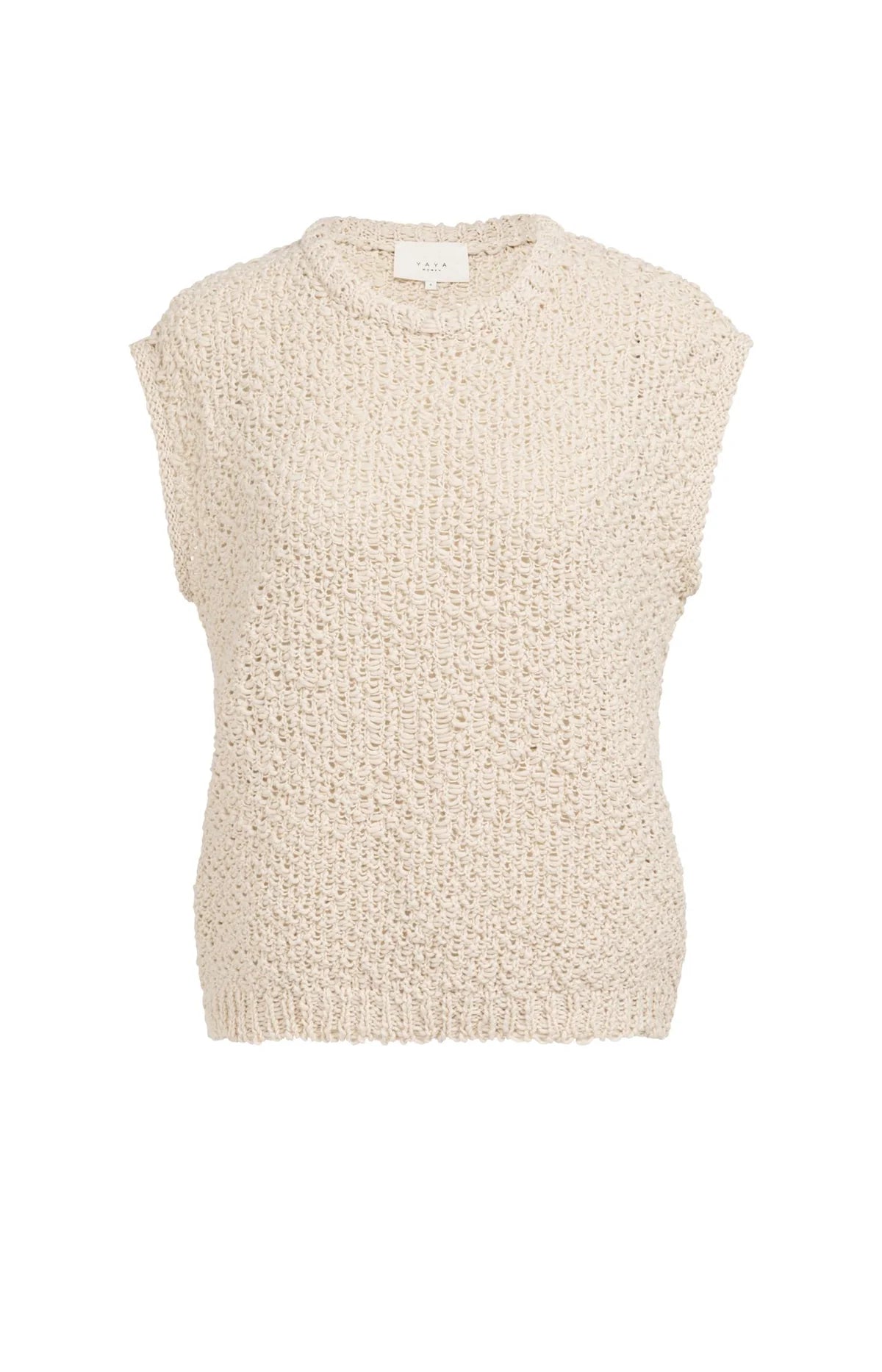 Yaya01-000586-605 Sleeveless Sweater with open knit texture