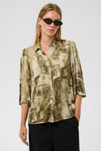 Soaked SLClero Fennel Seed Shadow Print Green Short Sleeve Shirt 30409030-305268, front view