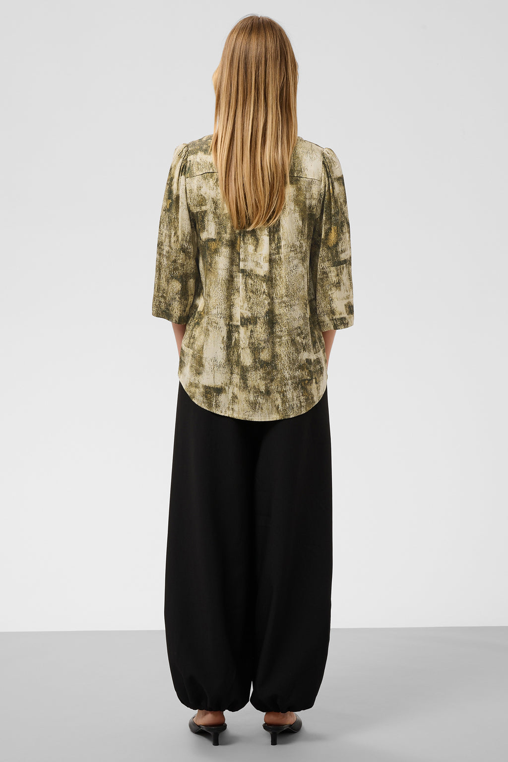 Soaked SLClero Fennel Seed Shadow Print Green Short Sleeve Shirt 30409030-305268, back view