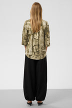 Soaked SLClero Fennel Seed Shadow Print Green Short Sleeve Shirt 30409030-305268, back view