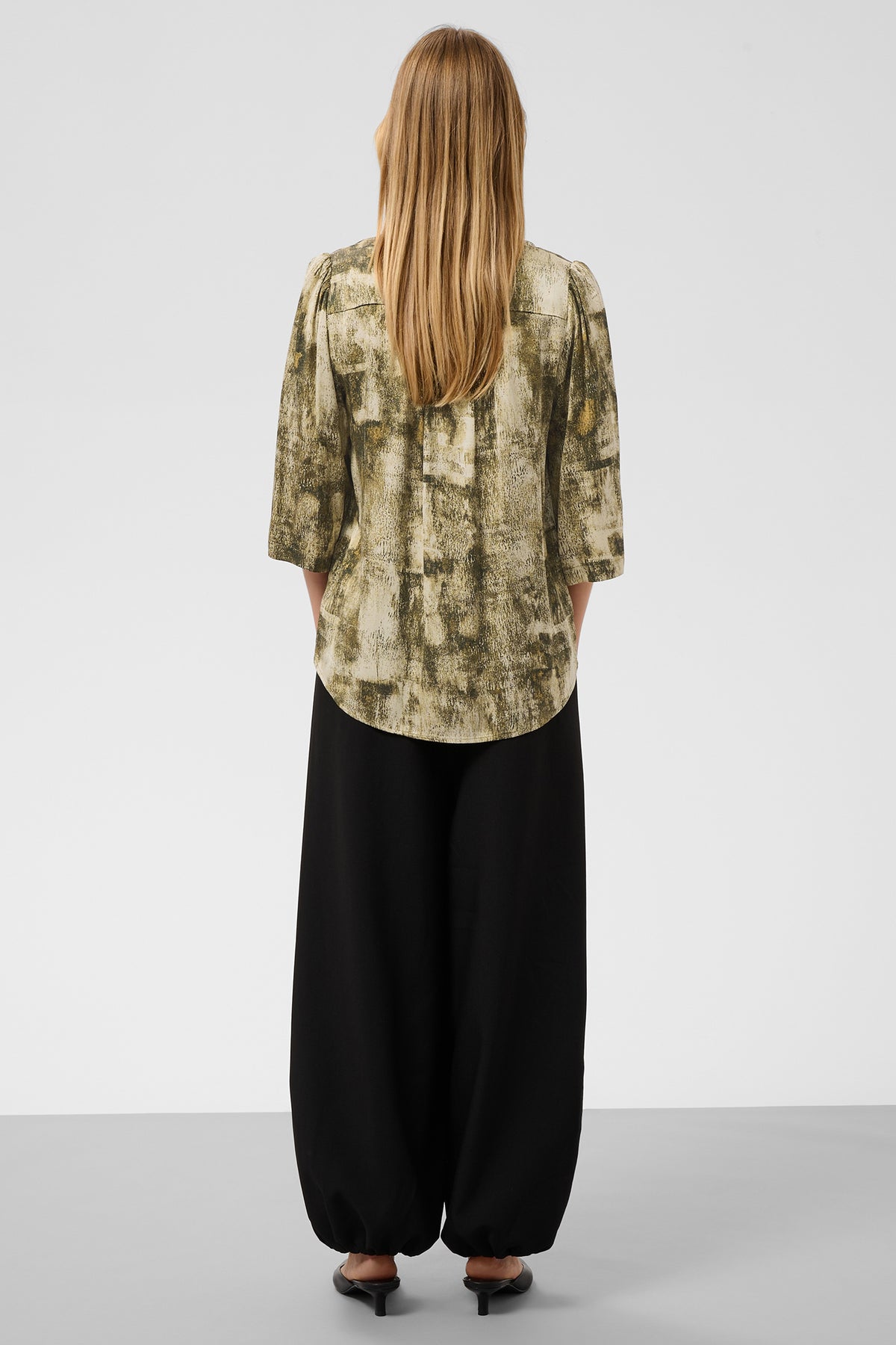 Soaked SLClero Fennel Seed Shadow Print Green Short Sleeve Shirt 30409030-305268, back view