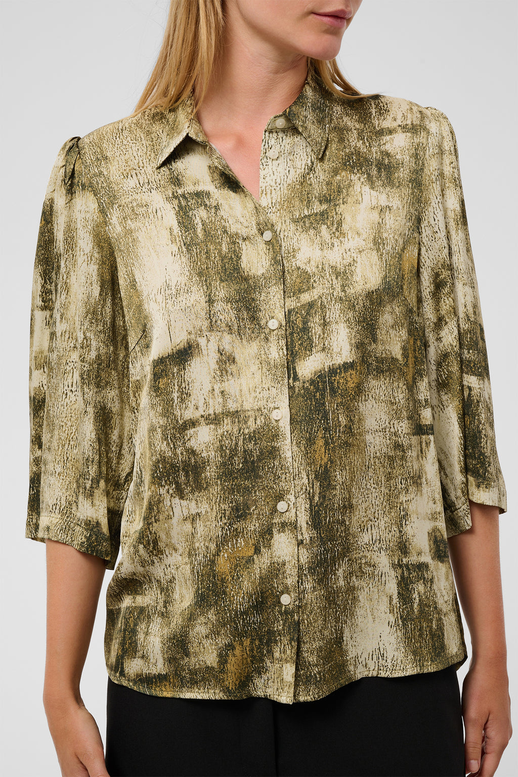 Soaked SLClero Fennel Seed Shadow Print Green Short Sleeve Shirt 30409030-305268, detail view