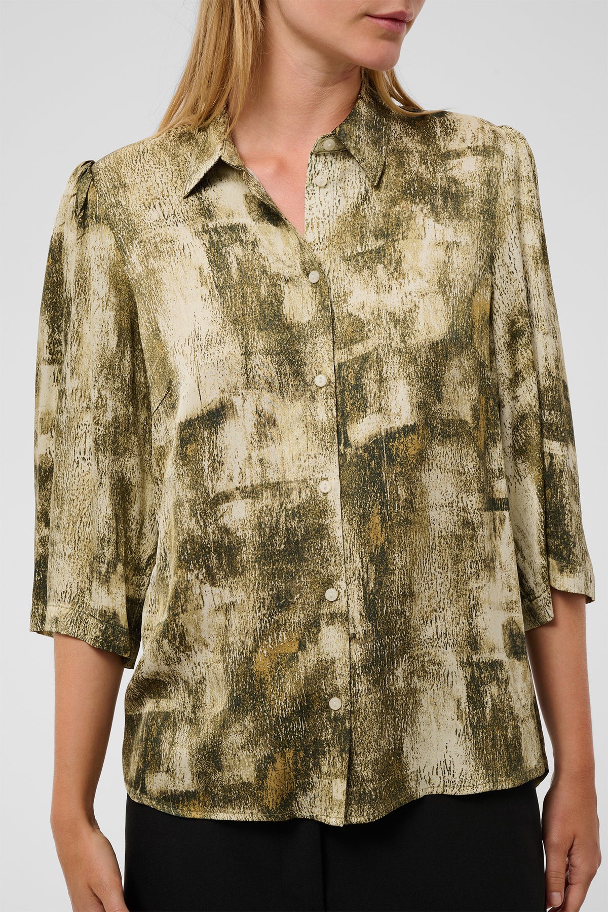 Soaked SLClero Fennel Seed Shadow Print Green Short Sleeve Shirt 30409030-305268, detail view