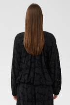 Soaked SLFelina Black Gathered Blouse 30409557-194008, back view close up