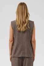 Soaked SLKango Ganache Herringbone Brown Trousers 30409492-305270, back view close up