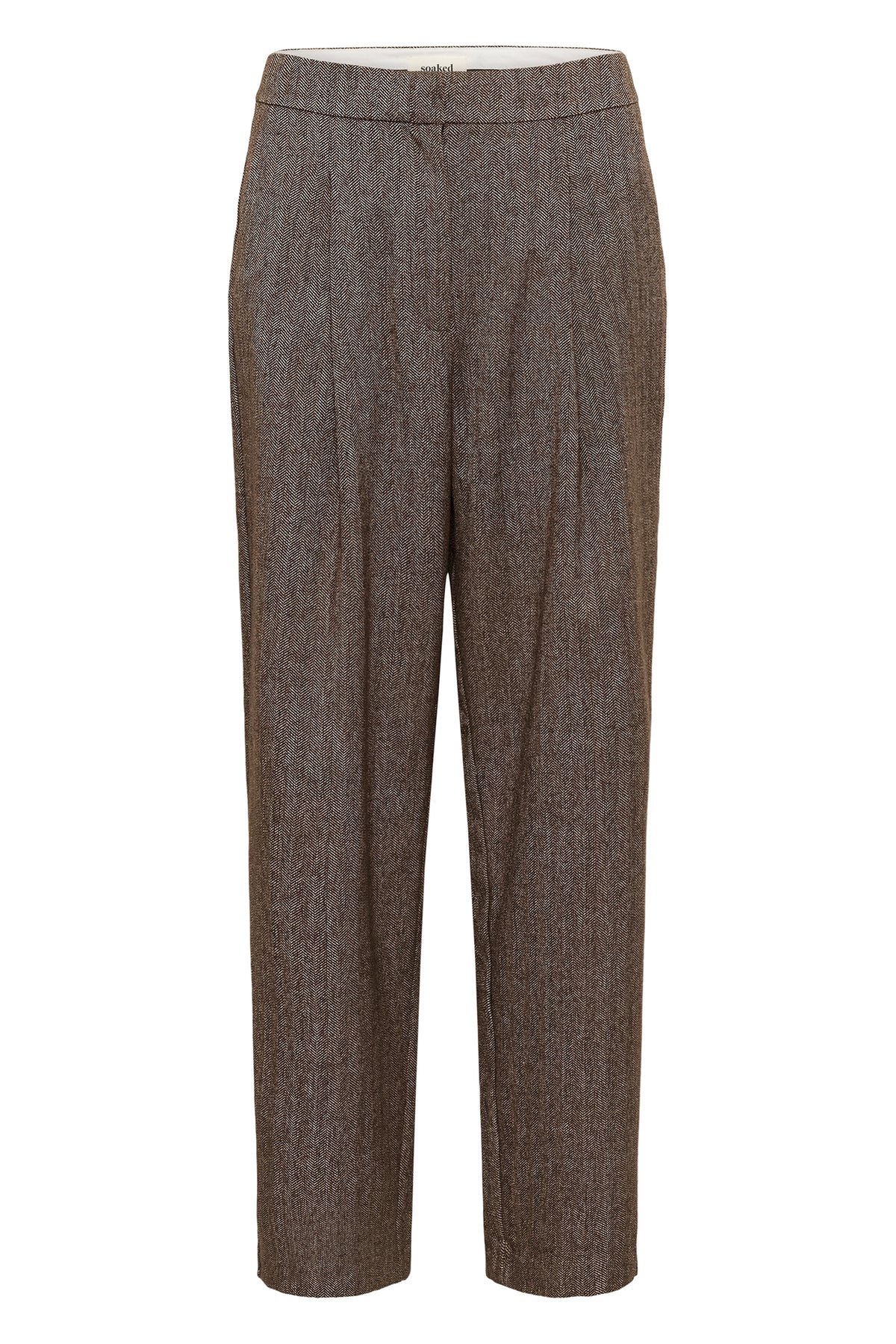 Soaked SLKango Ganache Herringbone Brown Trousers 30409492-305270, front packshot