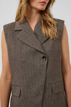 Soaked SLKango Ganache Herringbone Brown Waistcoat 30409490-305270, detail view