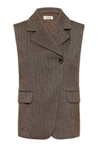 Soaked SLKango Ganache Herringbone Brown Waistcoat 30409490-305270, front packshot