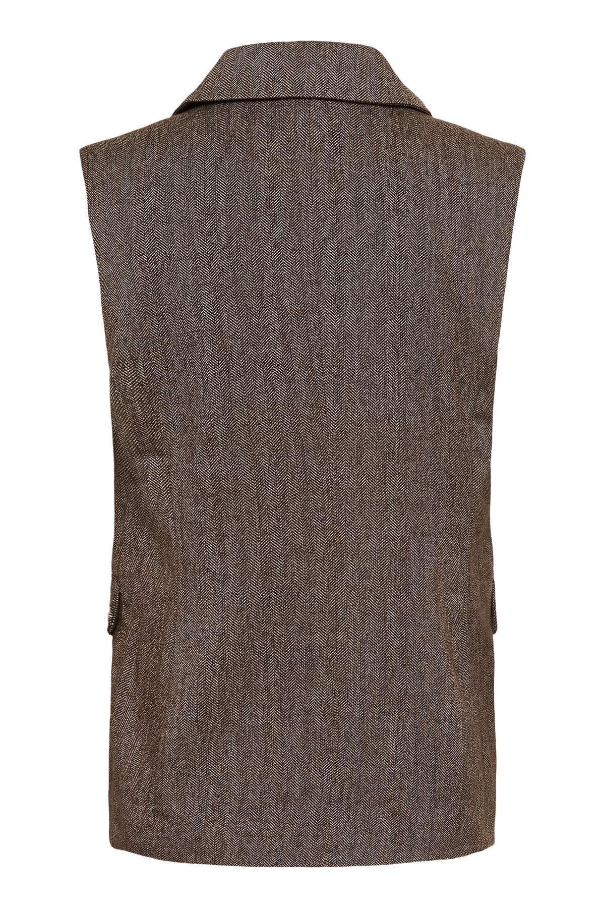 Soaked SLKango Ganache Herringbone Brown Waistcoat 30409490-305270, back packshot