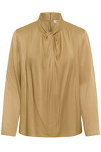 Soaked SLNadeya Fennel Seed Beige Tie Neck Long Sleeve Blouse 30409562-170929, front packshot
