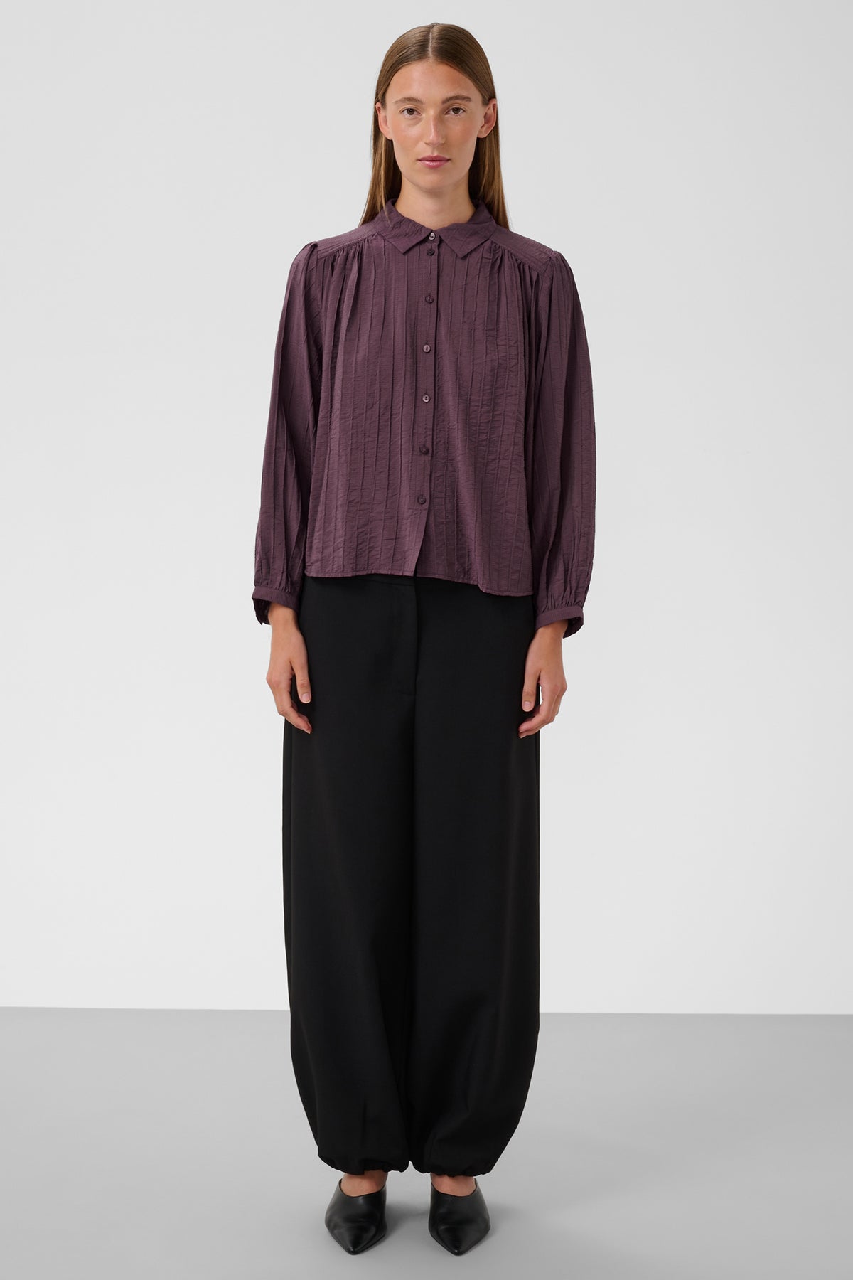 Soaked SLPinatubo Huckleberry Purple Shirt 30409506-191620, full length front view
