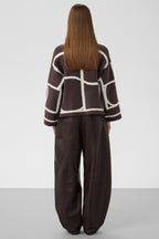 Soaked SLSorea Winetasting Melange Monogram Brown Funnel Neck Pullover Jumper 30408778-305527, back view