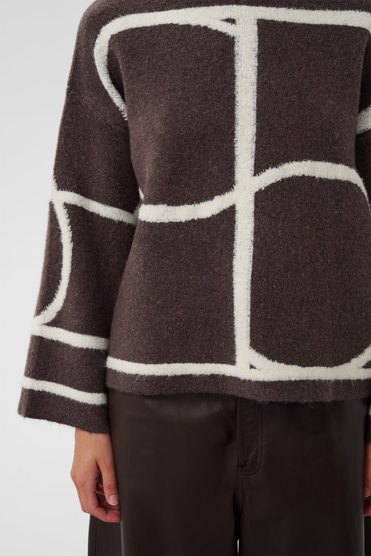 Soaked SLSorea Winetasting Melange Monogram Brown Funnel Neck Pullover Jumper 30408778-305527, detail view