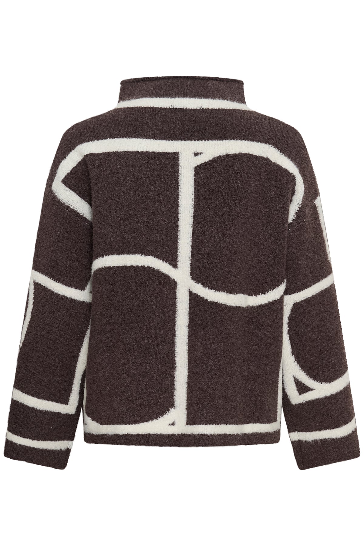 Soaked SLSorea Winetasting Melange Monogram Brown Funnel Neck Pullover Jumper 30408778-305527, back packshot