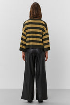 Soaked SLSpina Rosin and Fennel Striped Boxy Cropped Pullover Jumper 30408863-305282, back view