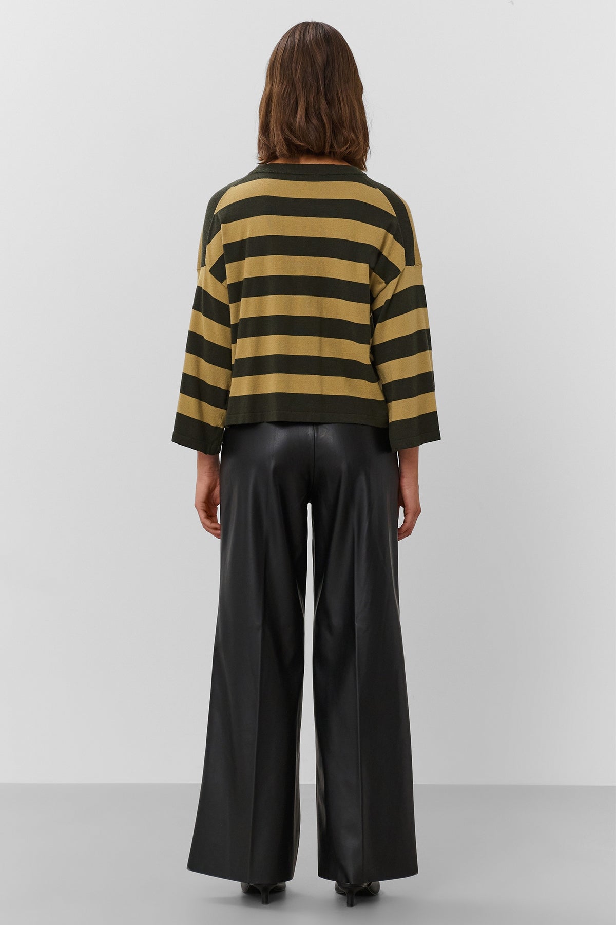 Soaked SLSpina Rosin and Fennel Striped Boxy Cropped Pullover Jumper 30408863-305282, back view