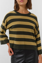 Soaked SLSpina Rosin and Fennel Striped Boxy Cropped Pullover Jumper 30408863-305282, detail view