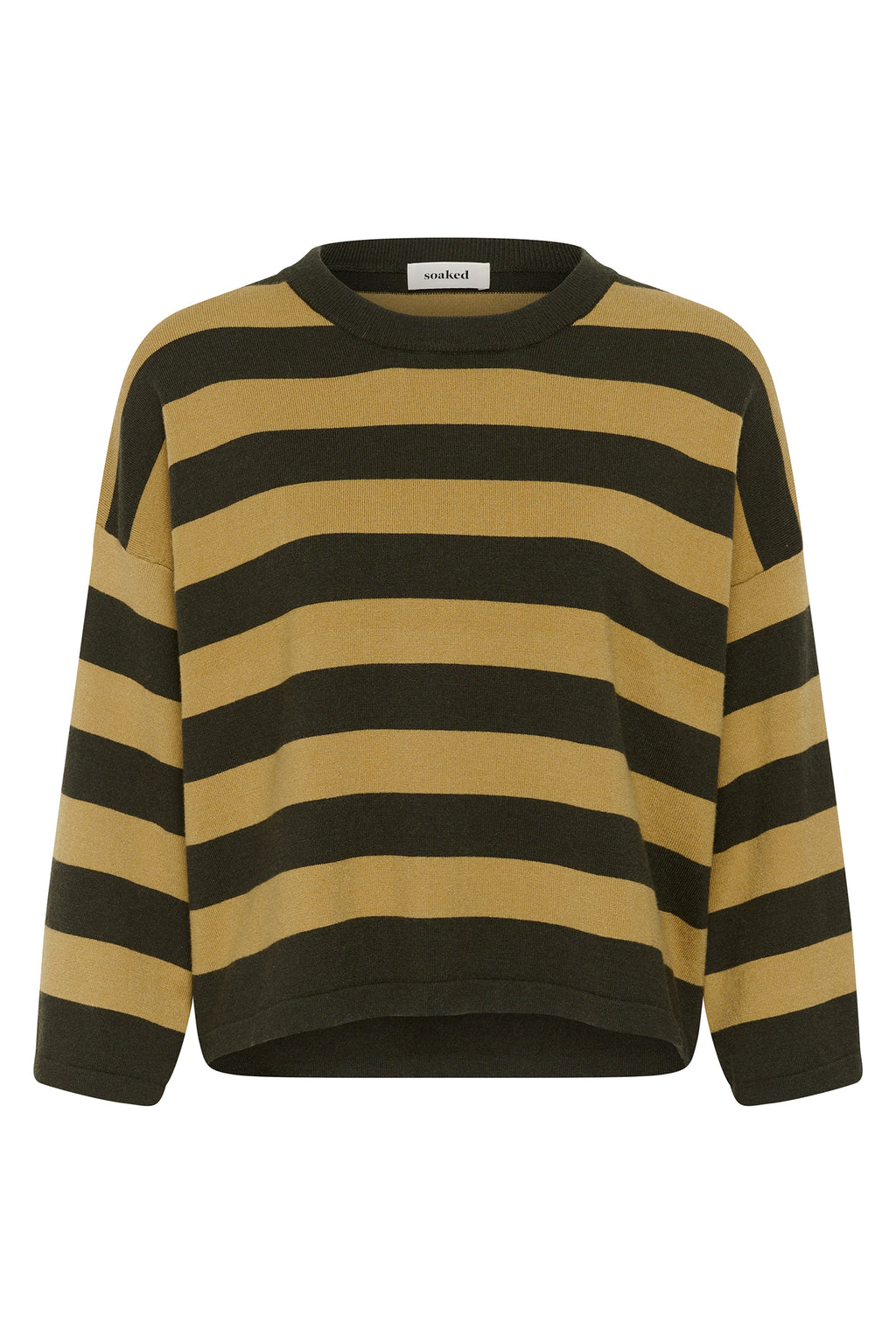 Soaked SLSpina Rosin and Fennel Striped Boxy Cropped Pullover Jumper 30408863-305282, front packshot