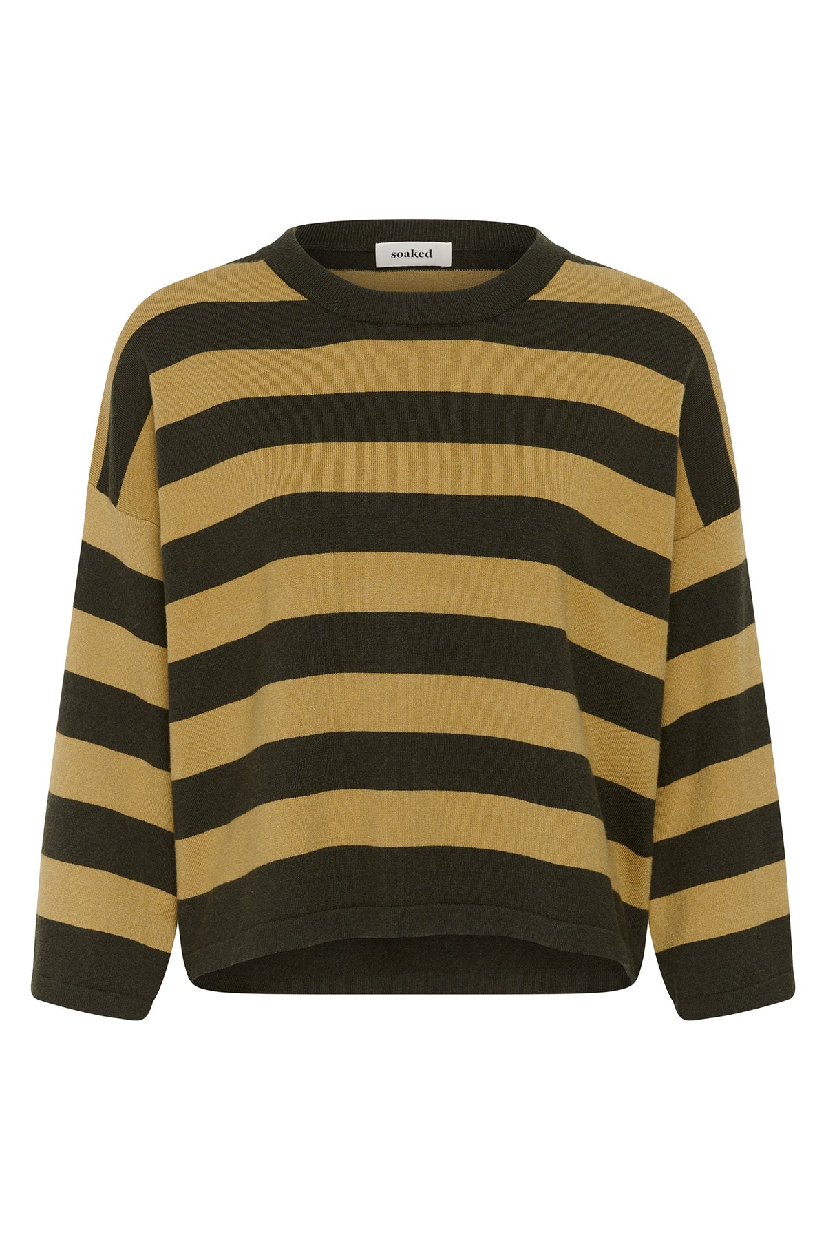 Soaked SLSpina Rosin and Fennel Striped Boxy Cropped Pullover Jumper 30408863-305282, front packshot