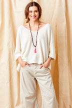 Suzy D Boston Beige Cotton Carrot Shape Trousers 258781