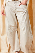 Suzy D Boston Beige Cotton Carrot Shape Trousers 258781