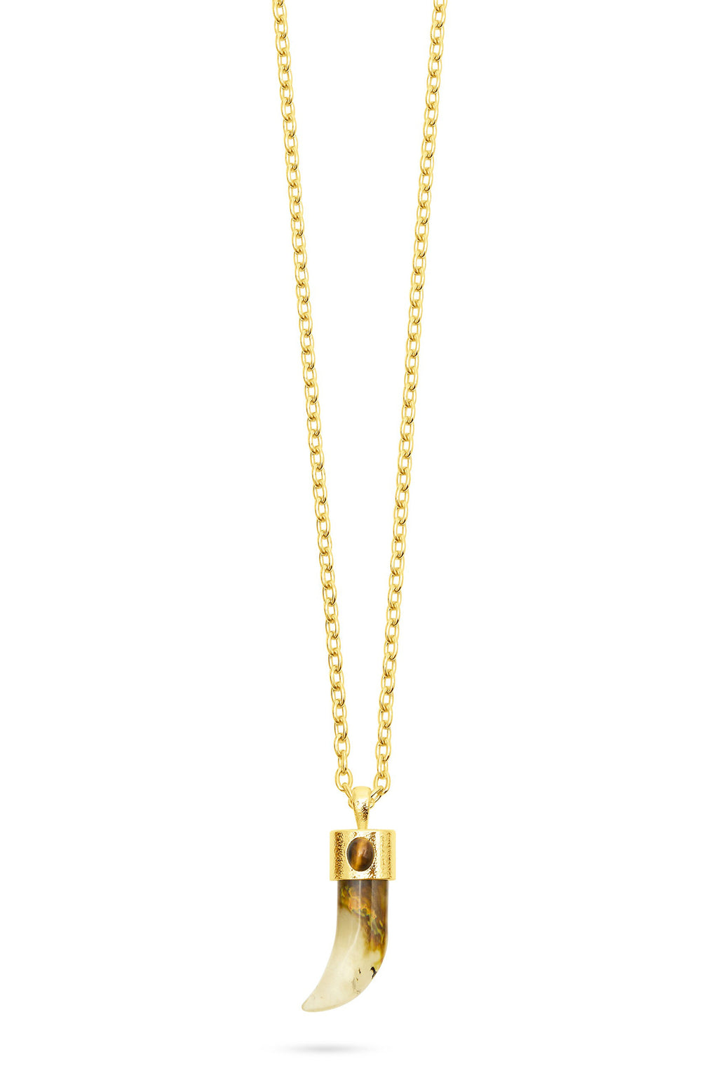 Talis Chains Shark Tooth Gold Plated Pendant Necklace - Watermelon Skin