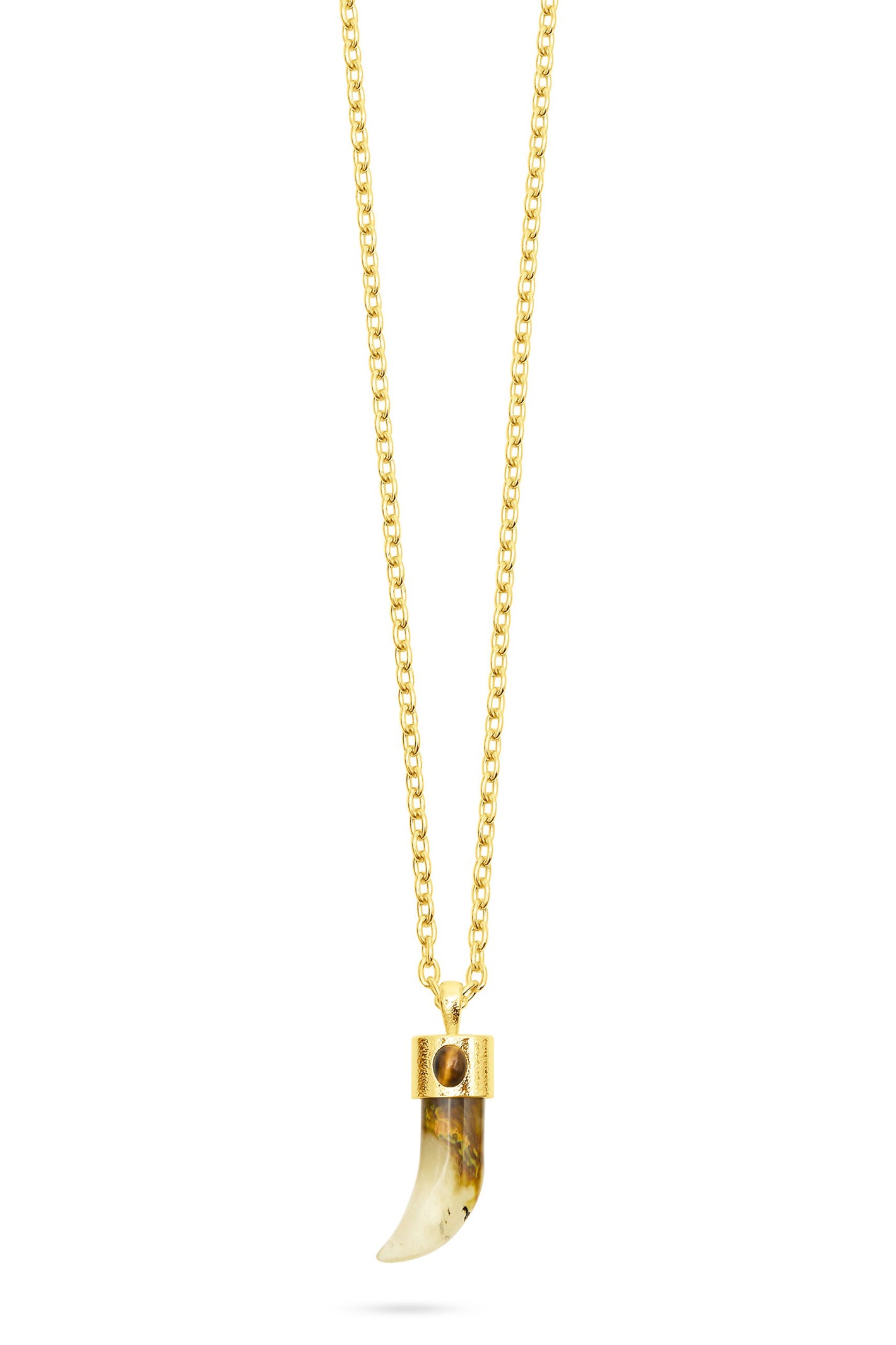 Talis Chains Shark Tooth Gold Plated Pendant Necklace - Watermelon Skin