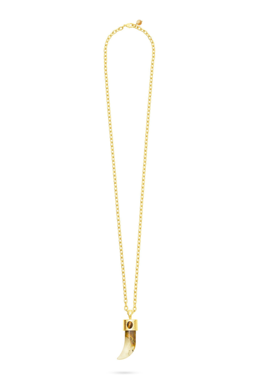 Talis Chains Shark Tooth Gold Plated Pendant Necklace - Watermelon Skin