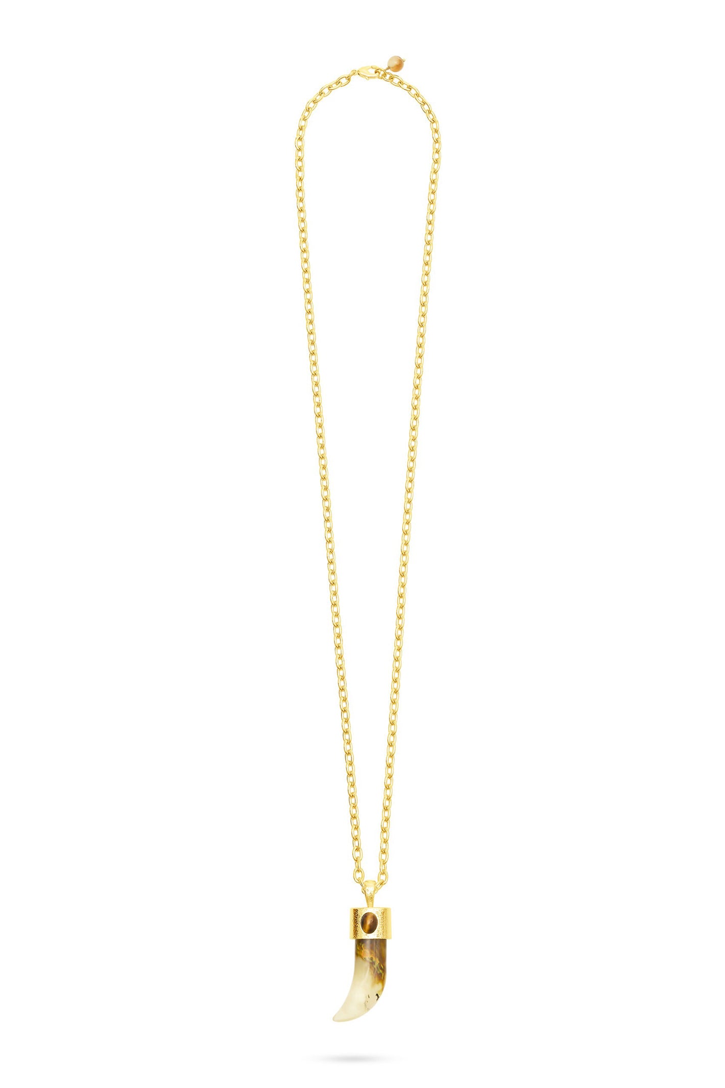 Talis Chains Shark Tooth Gold Plated Pendant Necklace - Watermelon Skin