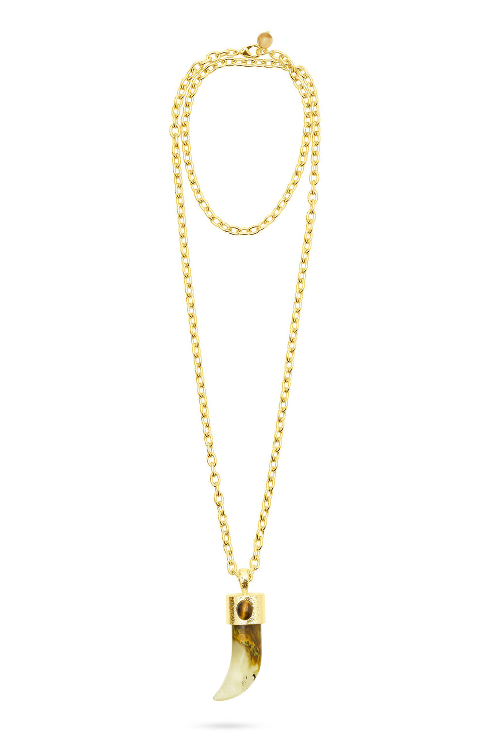 Talis Chains Shark Tooth Gold Plated Pendant Necklace - Watermelon Skin