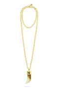 Talis Chains Shark Tooth Gold Plated Pendant Necklace - Watermelon Skin