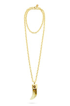 Talis Chains Shark Tooth Gold Plated Pendant Necklace - Watermelon Skin