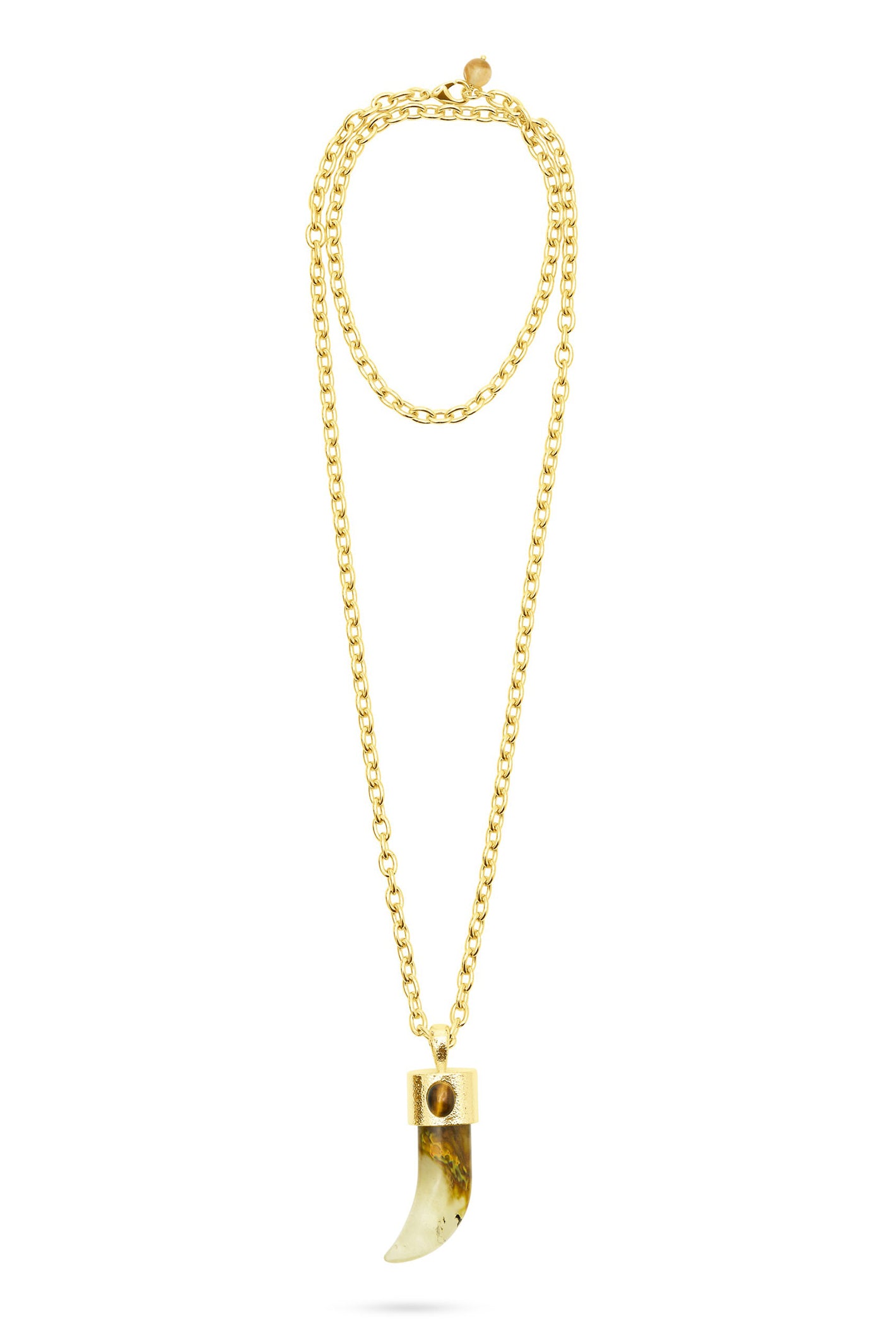 Talis Chains Shark Tooth Gold Plated Pendant Necklace - Watermelon Skin