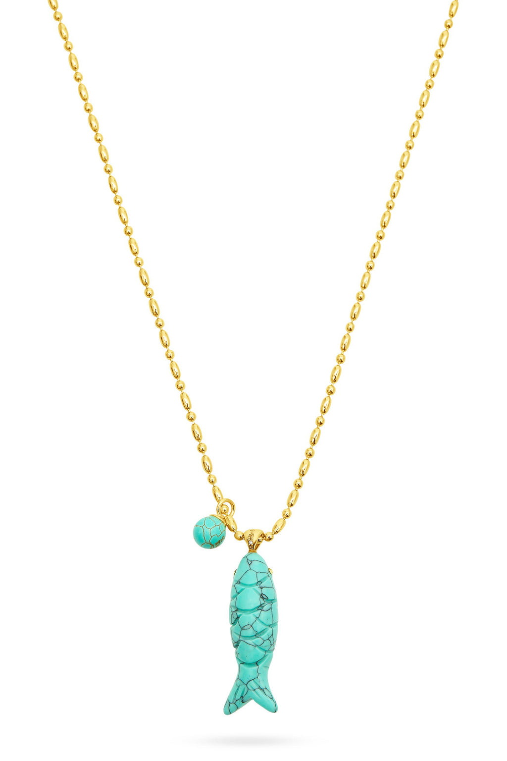 Talis Chains Happy Fish Gold Plated Pendant Necklace - Turquoise