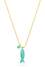 Talis Chains Happy Fish Gold Plated Pendant Necklace - Turquoise