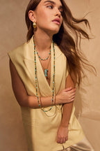 Talis Chains Happy Fish Gold Plated Pendant Necklace - Turquoise