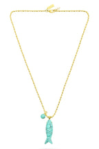Talis Chains Happy Fish Gold Plated Pendant Necklace - Turquoise