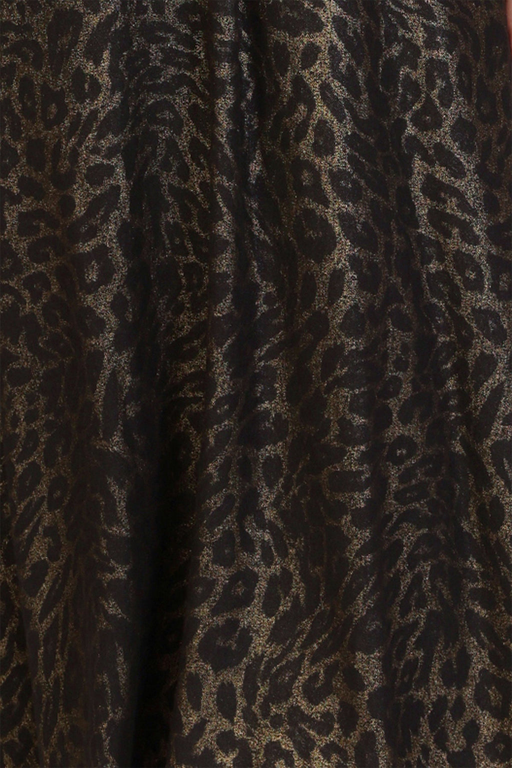 Traffic People Tallulah Black Leopard Print Wide Leg Trousers, print detail
