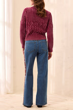 Tribal Audrey Embroidered French Blue Wide Leg Jeans 6339O-5229, back view