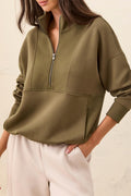 Tribal Basil Green Mock Neck Top 3188O-3390, front view