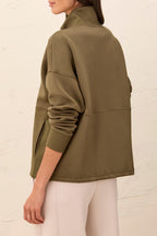 Tribal Basil Green Mock Neck Top 3188O-3390, back view
