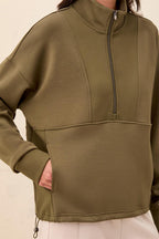 Tribal Basil Green Mock Neck Top 3188O-3390, side view