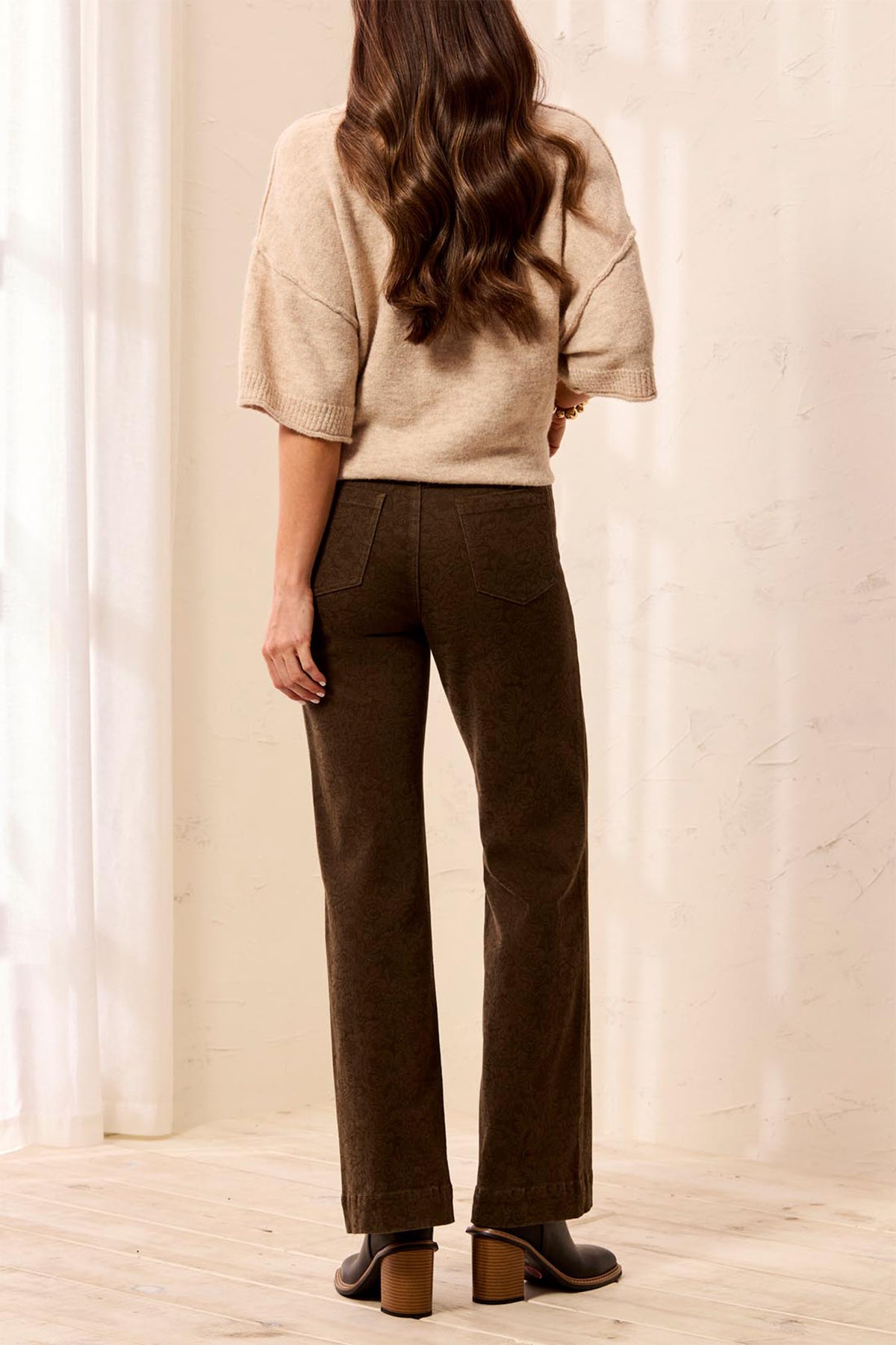 Tribal Dark Basil Green Wide Leg Trousers 3200O-8397, back view