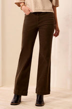 Tribal Dark Basil Green Wide Leg Trousers 3200O-8397, front detail view