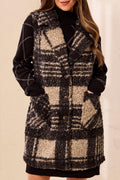 Tribal Fossil Beige Black Long Gilet 3235O-8542, front view
