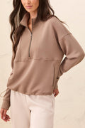 Tribal Fossil Beige Mock Neck Top 3188O-3390, front view