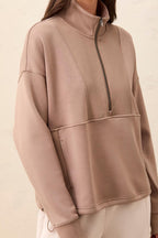 Tribal Fossil Beige Mock Neck Top 3188O-3390, side view
