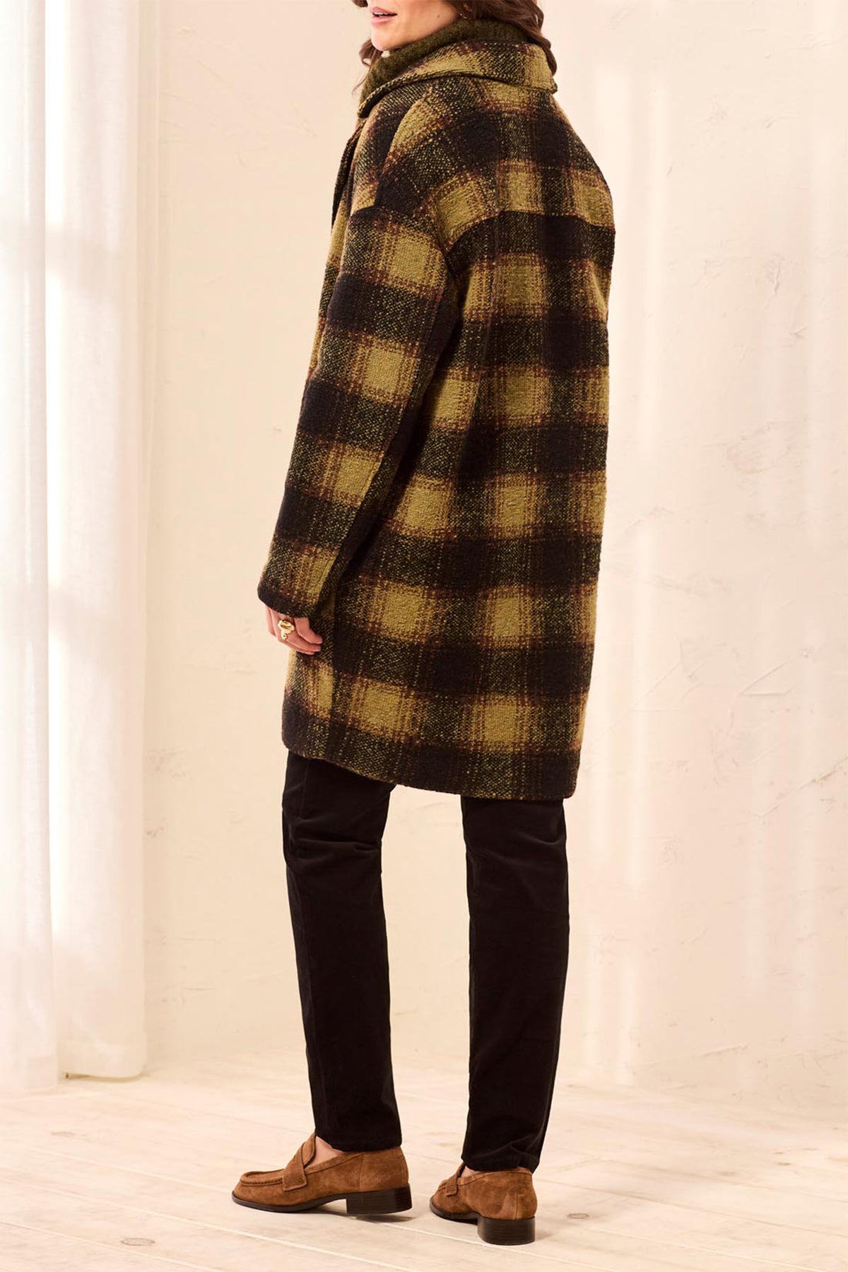 Tribal Saddle Brown Lined Cocoon Coat 6283O-5056, back view